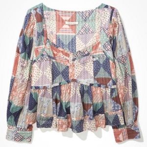 American Eagle Patchwork Blouse